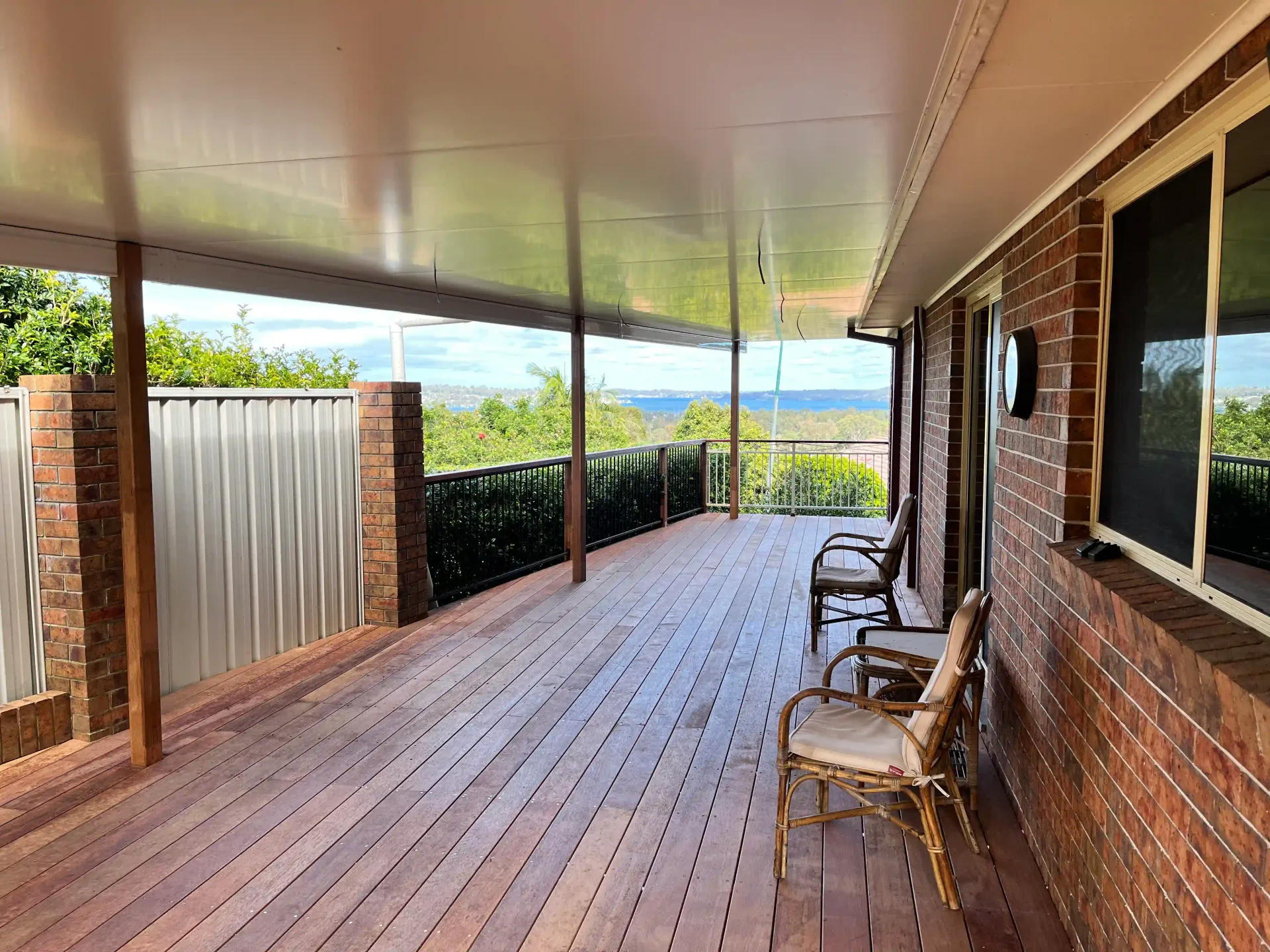 Timber verandah with a lake view built in Newcastle
