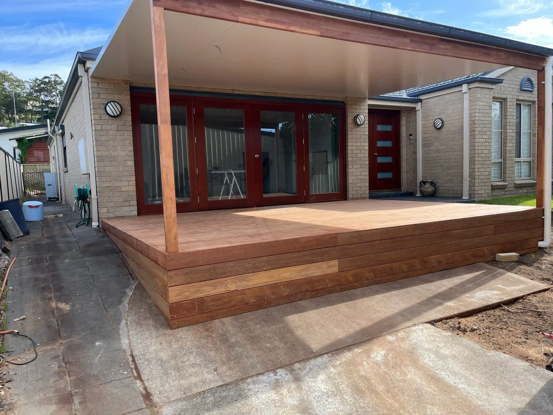 Newly installed hardwood deck in Newcastle