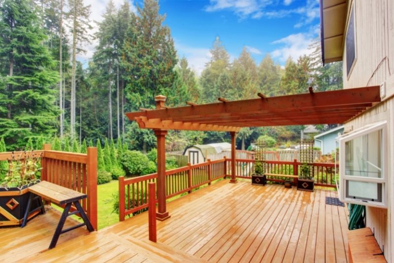 well designed ourdoor residential decking area