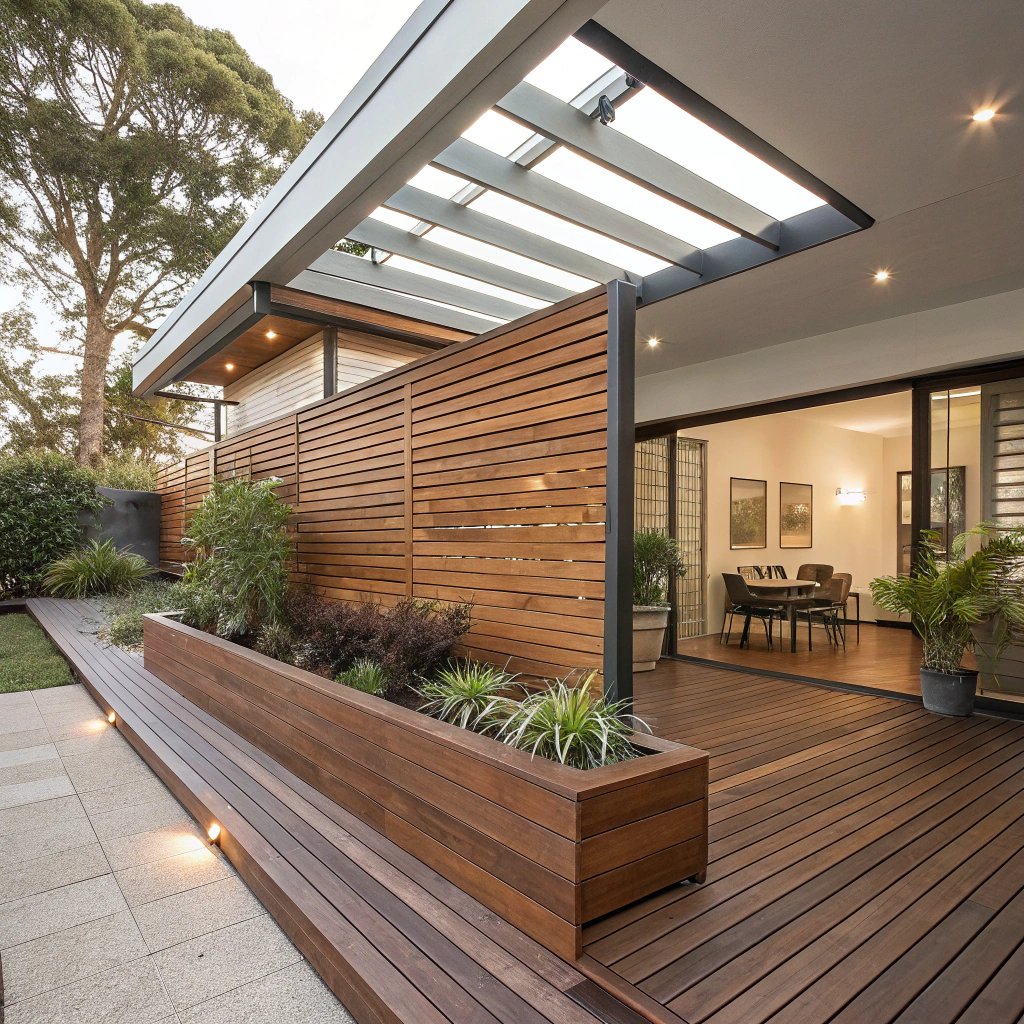 Contemporary australian residential deck featuring