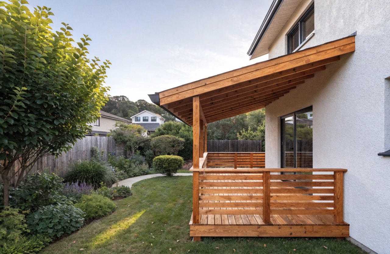 Rear timber verandah extending outdoor living space at a Newcastle property